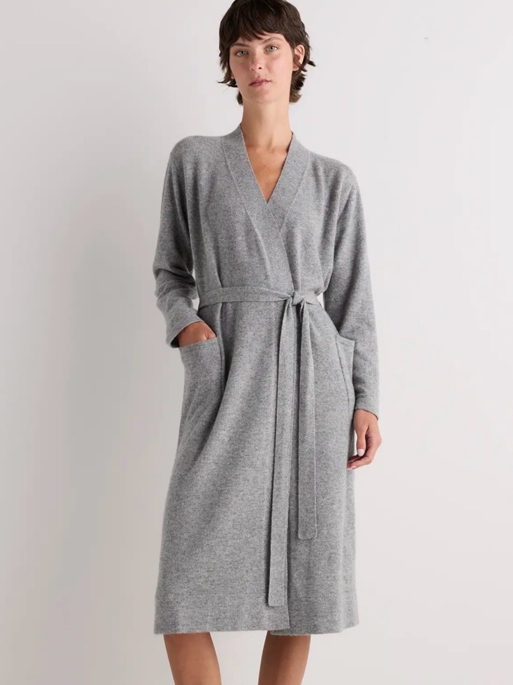 NWT Quince Mongolian Cashmere Robe, Medium (Gray) MSRP $174